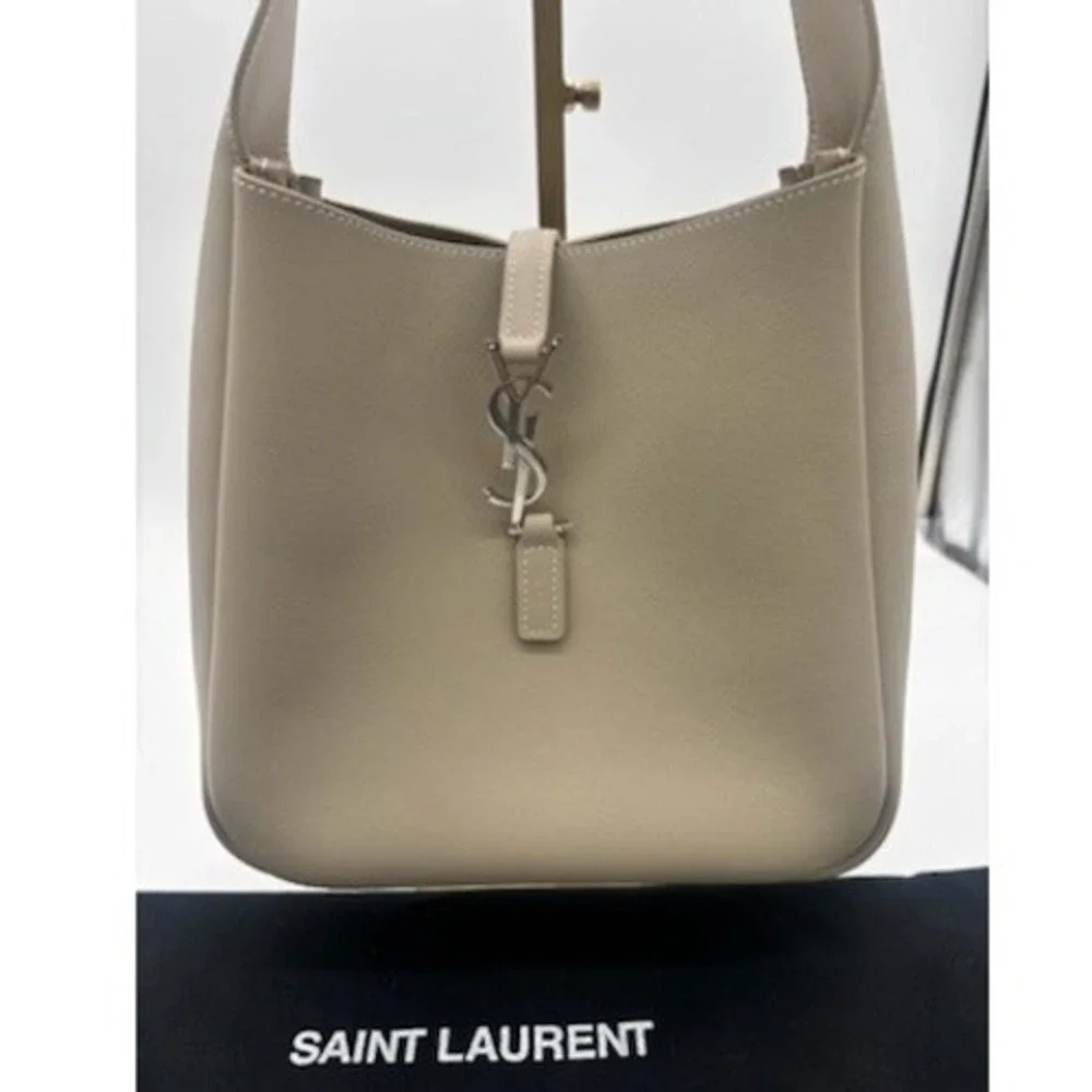 Yves Saint Laurent YSL Smooth Calfskin Small Le 5 A 7 Soft Hobo Bone Bag Purse - Picture 2 of 11